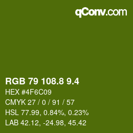 カラーコード: RGB 79 108.8 9.4 | qconv.com