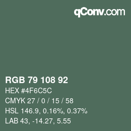 カラーコード: RGB 79 108 92 | qconv.com
