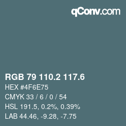 カラーコード: RGB 79 110.2 117.6 | qconv.com