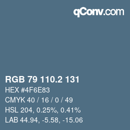 カラーコード: RGB 79 110.2 131 | qconv.com