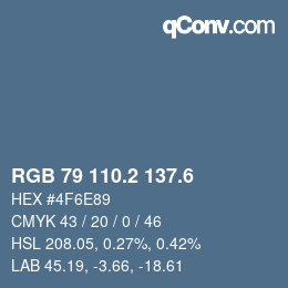カラーコード: RGB 79 110.2 137.6 | qconv.com