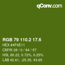 カラーコード: RGB 79 110.2 17.6 | qconv.com