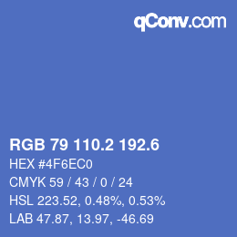 カラーコード: RGB 79 110.2 192.6 | qconv.com