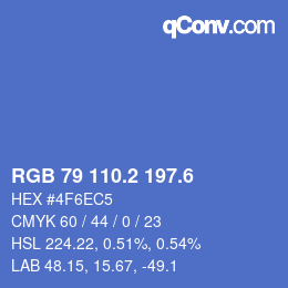 カラーコード: RGB 79 110.2 197.6 | qconv.com