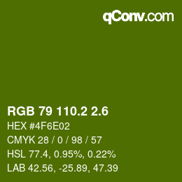 カラーコード: RGB 79 110.2 2.6 | qconv.com