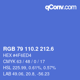 カラーコード: RGB 79 110.2 212.6 | qconv.com