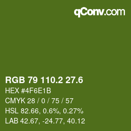 カラーコード: RGB 79 110.2 27.6 | qconv.com