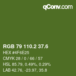 カラーコード: RGB 79 110.2 37.6 | qconv.com