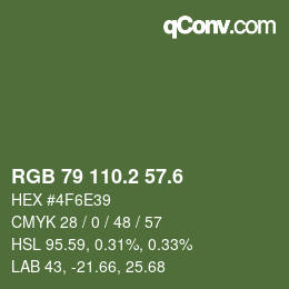 カラーコード: RGB 79 110.2 57.6 | qconv.com