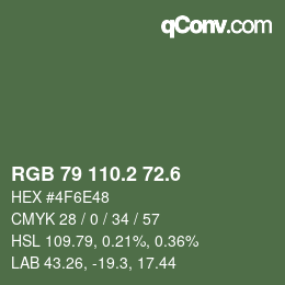 カラーコード: RGB 79 110.2 72.6 | qconv.com