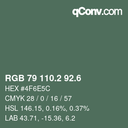 カラーコード: RGB 79 110.2 92.6 | qconv.com