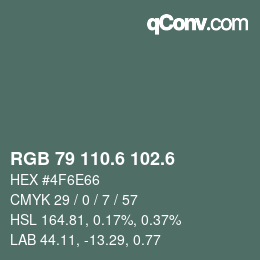 カラーコード: RGB 79 110.6 102.6 | qconv.com