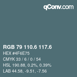 カラーコード: RGB 79 110.6 117.6 | qconv.com