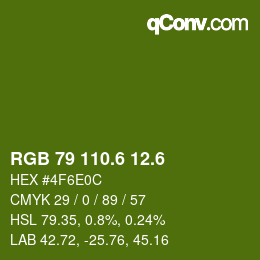 カラーコード: RGB 79 110.6 12.6 | qconv.com