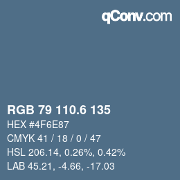 カラーコード: RGB 79 110.6 135 | qconv.com
