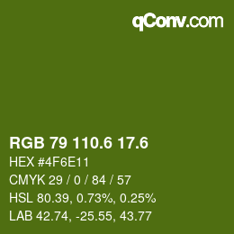 カラーコード: RGB 79 110.6 17.6 | qconv.com