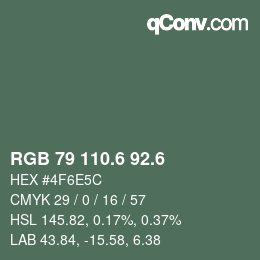カラーコード: RGB 79 110.6 92.6 | qconv.com