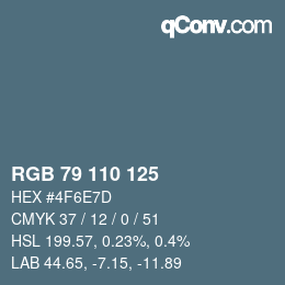 Color code: RGB 79 110 125 | qconv.com