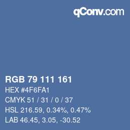 颜色代码: RGB 79 111 161 | qconv.com