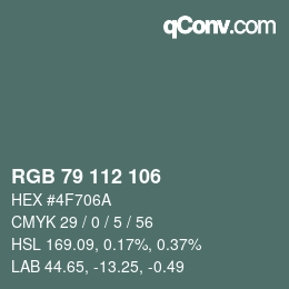 Color code: RGB 79 112 106 | qconv.com