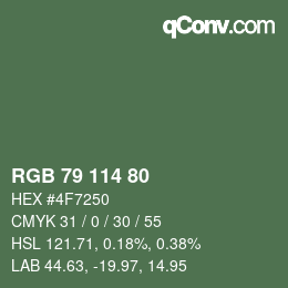 Color code: RGB 79 114 80 | qconv.com