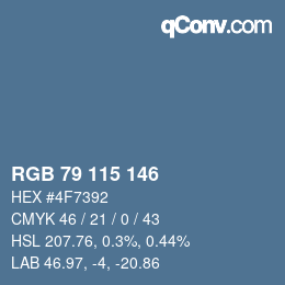 Farbcode: RGB 79 115 146 | qconv.com