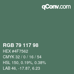 Código de color: RGB 79 117 98 | qconv.com