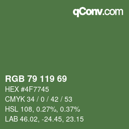 颜色代码: RGB 79 119 69 | qconv.com