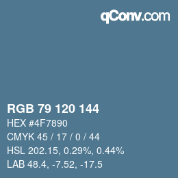 颜色代码: RGB 79 120 144 | qconv.com