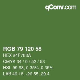 Farbcode: RGB 79 120 58 | qconv.com