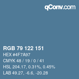 Color code: RGB 79 122 151 | qconv.com