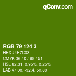 Color code: RGB 79 124 3 | qconv.com