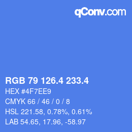 カラーコード: RGB 79 126.4 233.4 | qconv.com