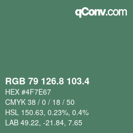 カラーコード: RGB 79 126.8 103.4 | qconv.com