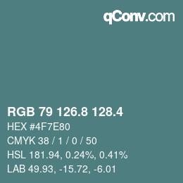 カラーコード: RGB 79 126.8 128.4 | qconv.com