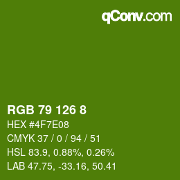 颜色代码: RGB 79 126 8 | qconv.com