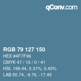 カラーコード: RGB 79 127 150 | qconv.com