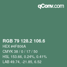カラーコード: RGB 79 128.2 106.6 | qconv.com