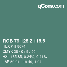 カラーコード: RGB 79 128.2 116.6 | qconv.com