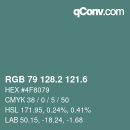 カラーコード: RGB 79 128.2 121.6 | qconv.com
