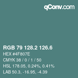 カラーコード: RGB 79 128.2 126.6 | qconv.com