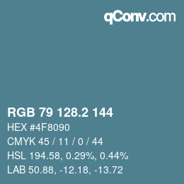 カラーコード: RGB 79 128.2 144 | qconv.com