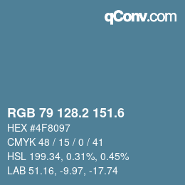 カラーコード: RGB 79 128.2 151.6 | qconv.com