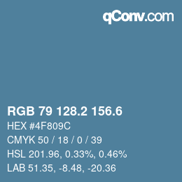 カラーコード: RGB 79 128.2 156.6 | qconv.com
