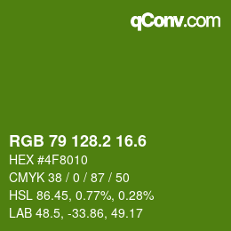 カラーコード: RGB 79 128.2 16.6 | qconv.com