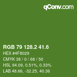 カラーコード: RGB 79 128.2 41.6 | qconv.com