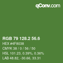 カラーコード: RGB 79 128.2 56.6 | qconv.com