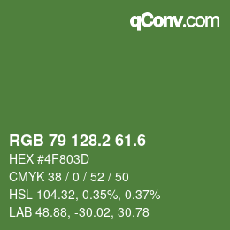 カラーコード: RGB 79 128.2 61.6 | qconv.com