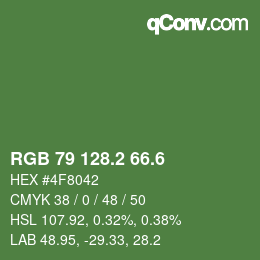 カラーコード: RGB 79 128.2 66.6 | qconv.com