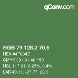 カラーコード: RGB 79 128.2 76.6 | qconv.com